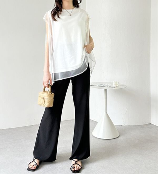 GeeRA（ジーラ）の「セルフカット美脚魅せセミフレアパンツ（フルレングスパンツ）」｜詳細画像