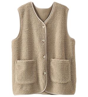 BELLUNA（ベルーナ）の「着回し自在！裏フリースあったかプードルボアベスト（ベスト）」｜グレージュ