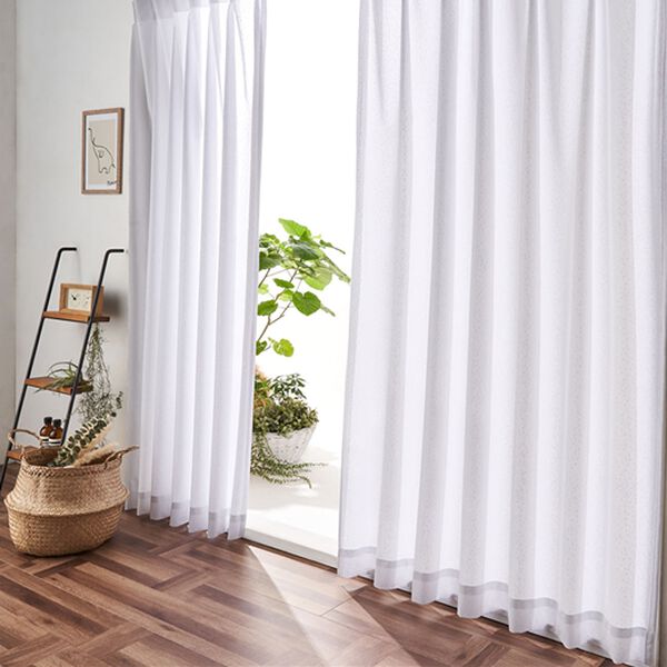 iellio（イエリオ）の「【日本製】断熱保温・UVカット付レースカーテン＜見えにくいレース・100サイズ・節電・省エネ対策・日焼け対策・洗える＞（レースカーテン）」｜リーフ