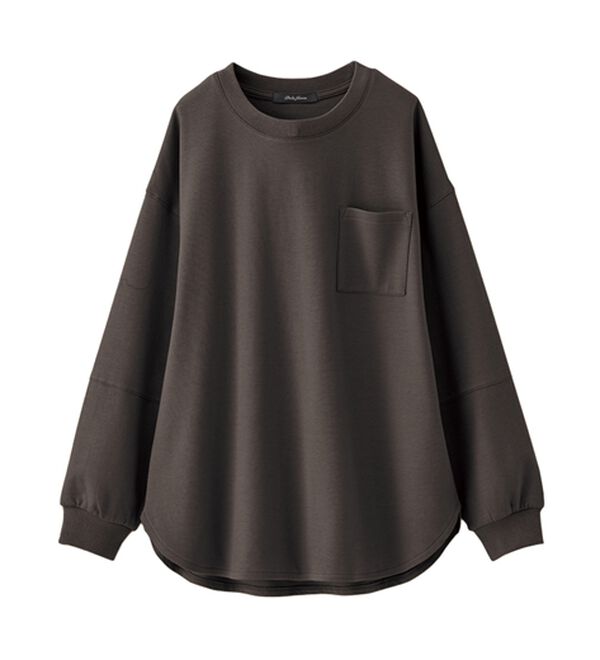 BELLUNA（ベルーナ）の「吸湿発熱ポンチ素材袖切替プルオーバー（カットソー）」｜詳細画像