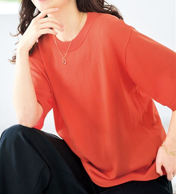 BELLUNA（ベルーナ）の「肌に張り付かない！シャリ冷や高見えニットＴ（ニット・セーター）」｜詳細画像