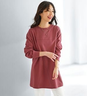 BELLUNA（ベルーナ）の「【快適Ｌａｂ．】ふんわりピーチ起毛切替チュニック（チュニック）」｜カシスローズ