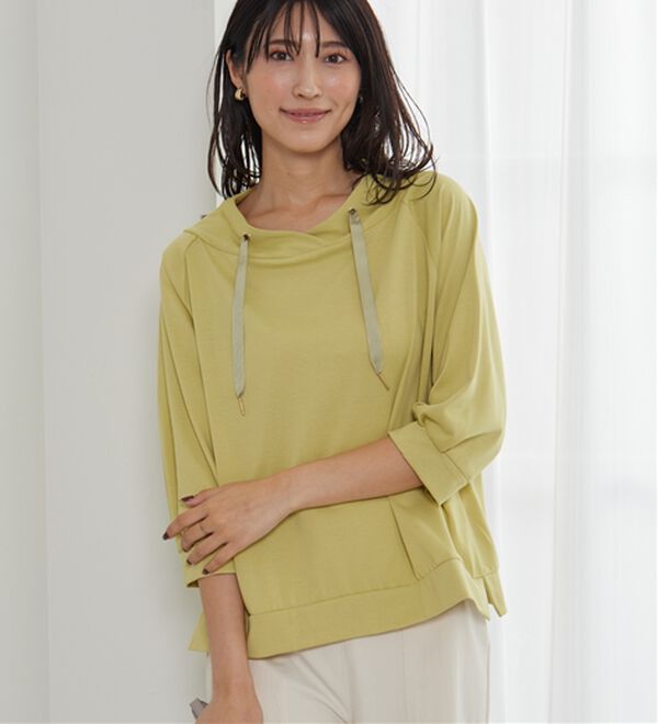 BELLUNA（ベルーナ）の「ヒンヤリ綿混ワイドネックプルオーバー（カットソー）」｜詳細画像