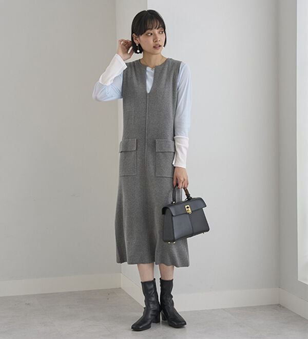 BELLUNA（ベルーナ）の「綿１００％ニットジャンパースカート（ジャンパースカート）」｜詳細画像