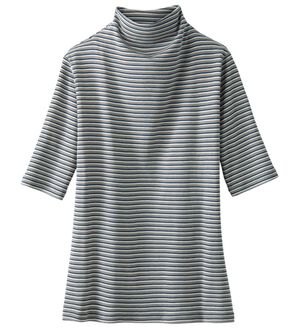 LAVIENNE（ラヴィエンヌ）の「着回し抜群！綿１００％ＵＶ対策トップス（カットソー）」｜マルチボーダー