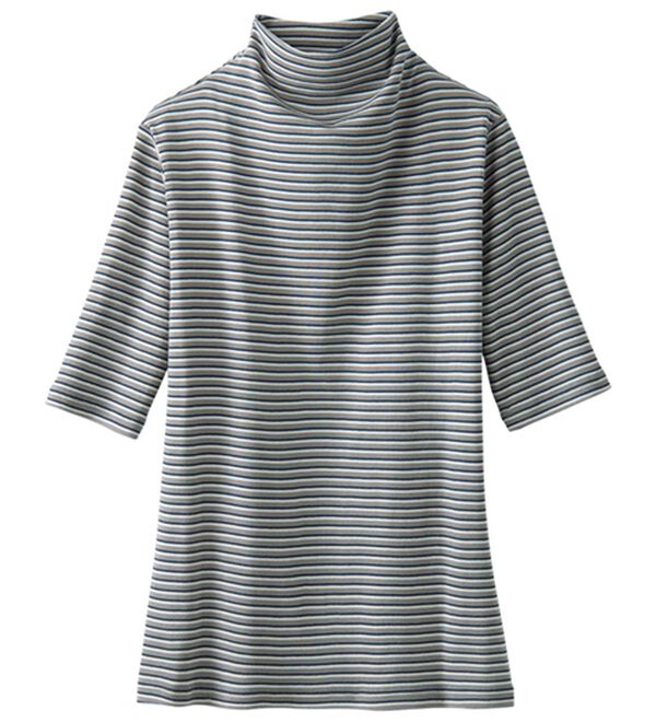 LAVIENNE（ラヴィエンヌ）の「着回し抜群！綿１００％ＵＶ対策トップス（カットソー）」｜マルチボーダー