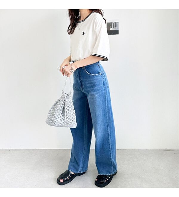 GeeRA（ジーラ）の「【ＵＳ．ＰＯＬＯ．ＡＳＳＮ】ライン配色Ｔシャツ（Tシャツ）」｜詳細画像