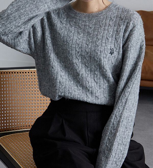 RANAN（ラナン）の「＜U.S.POLO ASSN.ユーエスポロアッスン＞ ワンポイントケーブルニット（ニット・セーター）」｜詳細画像