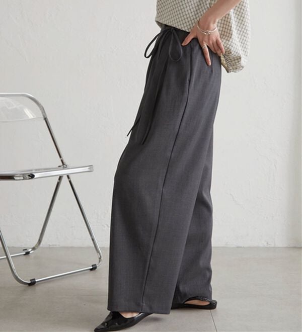 RANAN（ラナン）の「麻調2タックラップリボンパンツ（フルレングスパンツ）」｜詳細画像