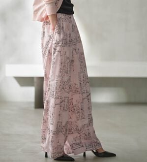 RANAN（ラナン）の「スカーフプリントセミワイドパンツ（フルレングスパンツ）」｜ピンク