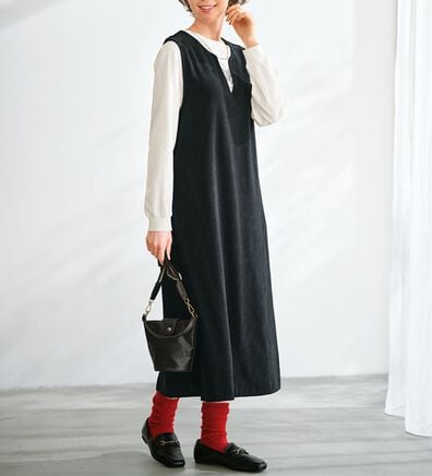 BELLUNA（ベルーナ）の「やわらかコーデュロイ素材ワンピアンサンブル（その他ワンピース）」