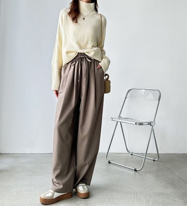 GeeRA（ジーラ）の「ウールライクダブルタックイージーパンツ（フルレングスパンツ）」｜詳細画像