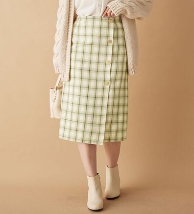 alotta（アロッタ）の「ラップデザインチェック柄タイトスカート（ひざ丈スカート）」