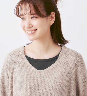 Viola e Viola（ヴィオラ エ ヴィオラ）の「あったか裏起毛トップス（カットソー）」｜杢チャコール／クルーネック