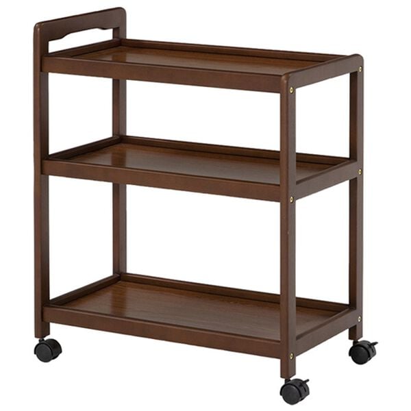 「天然木キッチンワゴン（調理台・キッチンカウンター）」｜ダークブラウン
