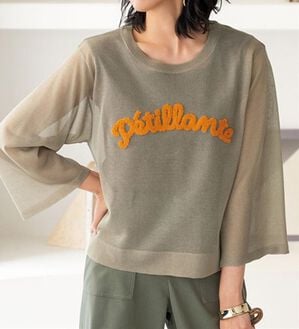 BELLUNA（ベルーナ）の「サガラ刺しゅうシアーニットプルオーバー（ニット・セーター）」｜ベージュ