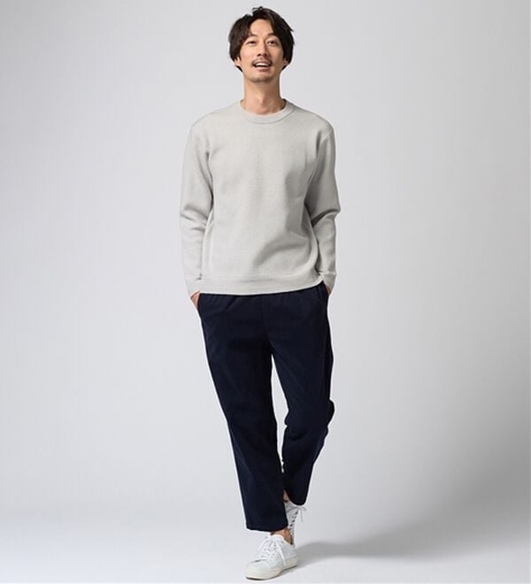 【BFCM価格！】STONE  ホワイト クルーネックセーター XL 洗える】やわらかタッチクルーネックセーター - ベルーナ【公式】