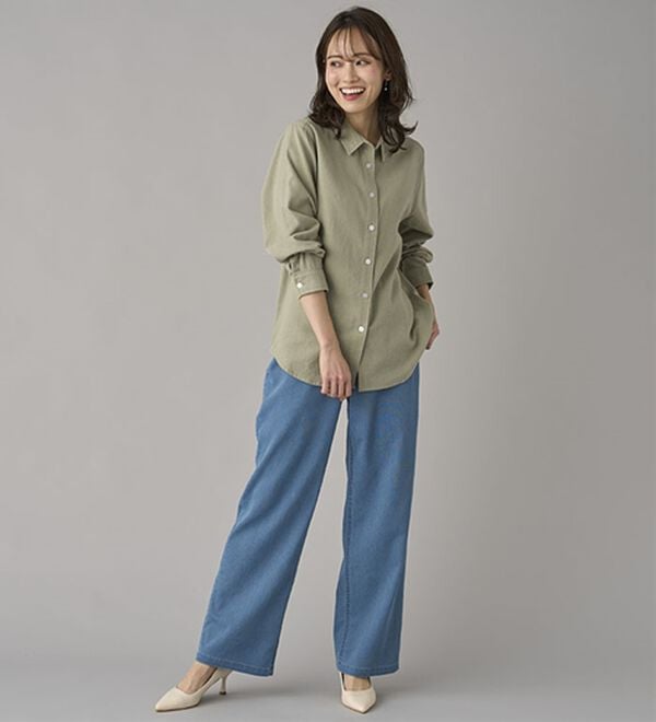 BELLUNA（ベルーナ）の「新感覚！メッシュデニムワイドパンツ（フルレングスパンツ）」｜詳細画像