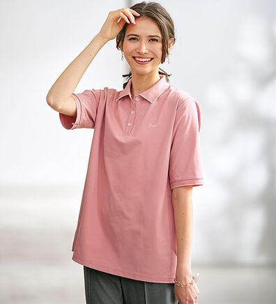 BELLUNA（ベルーナ）の「多機能付配色刺しゅうポロシャツ（カットソー）」