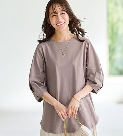 BELLUNA（ベルーナ）の「強撚綿１００％袖デザインプルオーバー（カットソー）」