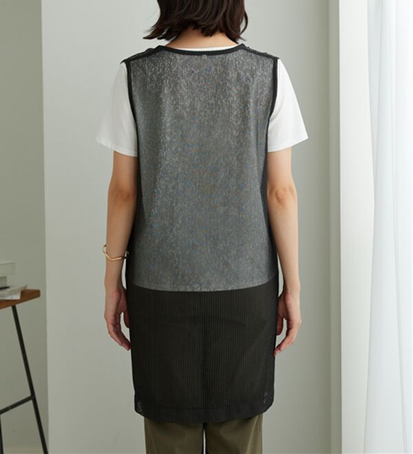 BELLUNA（ベルーナ）の「【2点セット】シアーストライプ素材ジレアンサンブル（アンサンブル）」｜詳細画像