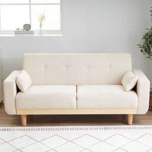 iellio（イエリオ）の「木飾り付ワイドソファＬｉｌｙｙａ＜２．５人掛＞（ソファ）」｜アイボリー