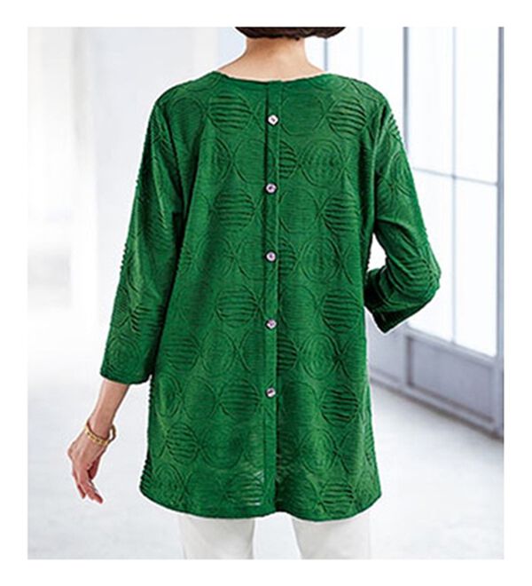 BELLUNA（ベルーナ）の「綿混タックジャカード素材デザインチュニック（チュニック）」｜詳細画像