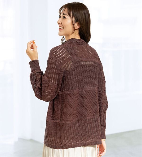 BELLUNA（ベルーナ）の「編地変化透かし編衿付ニットジャケット（その他ジャケット）」｜詳細画像