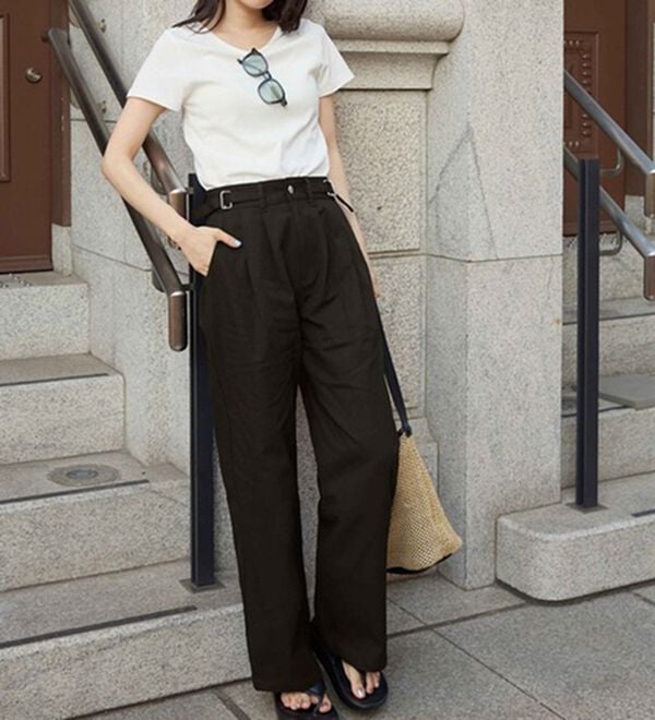 CHAN ME（チャンミ）の「ツーストラップコットンワイドパンツ（ワイドパンツ・ガウチョ）」｜詳細画像