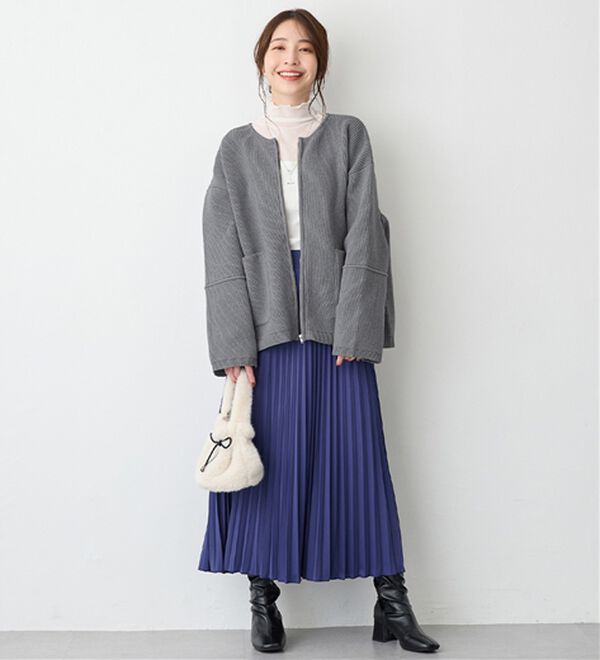 Viola e Viola（ヴィオラ エ ヴィオラ）の「ランタンスリーブジップニットコーディガン（ニットカーディガン）」｜詳細画像