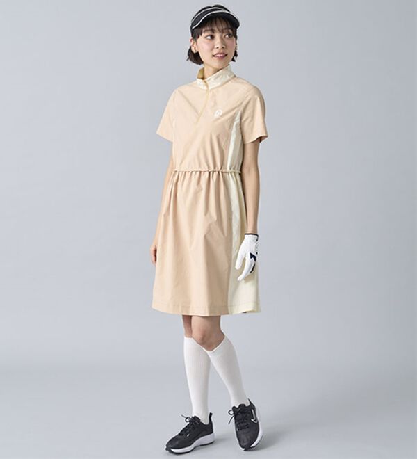 BELLUNA（ベルーナ）の「はっ水！配色ギャザーワンピース【UNDOVE】（その他ワンピース）」｜詳細画像