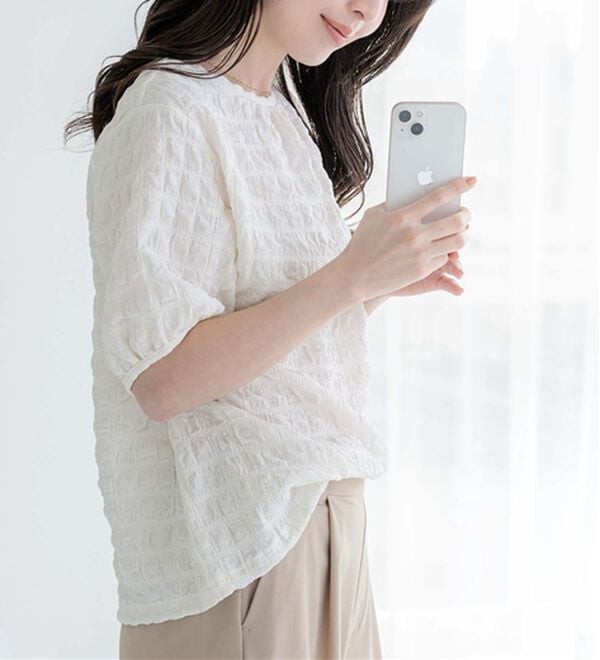 BELLUNA（ベルーナ）の「ポコポコ素材裾ドロストプルオーバー（カットソー）」｜詳細画像