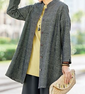 BELLUNA（ベルーナ）の「インド綿ジャカードジャケット（シャツ）」｜グレー