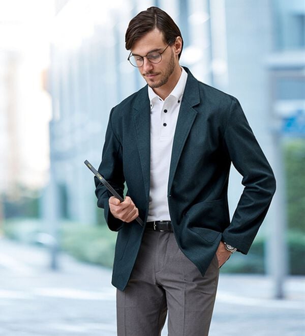 「麻入りサラッとテーラードジャケット（メンズジャケット）」｜詳細画像