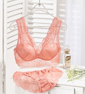 YU'NOW（ユナウ）の「リラックスレーシーブラレット＆ショーツセット（ブラジャー＆ショーツセット）」｜ピンク