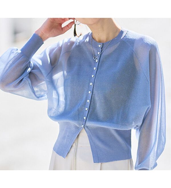 RANAN（ラナン）の「シルバーボタンシアーニットカーデ（ニットカーディガン）」｜詳細画像