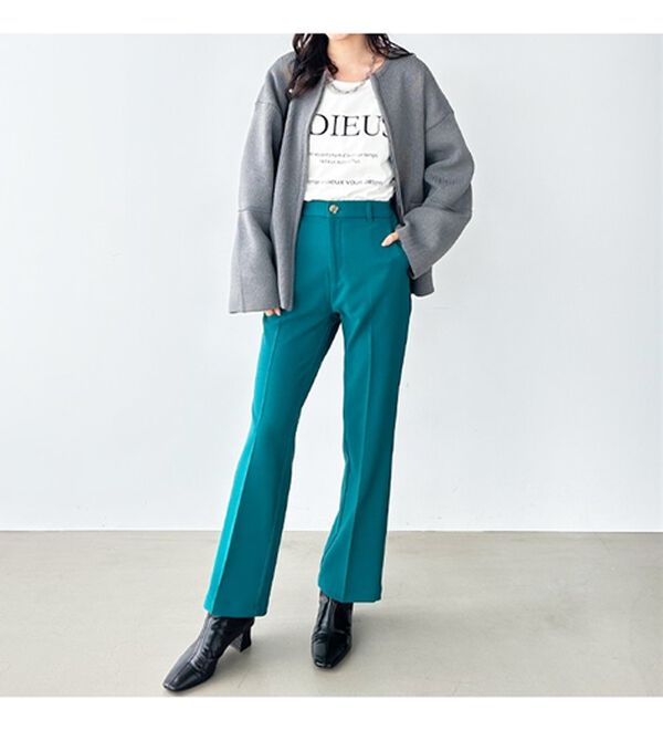 GeeRA（ジーラ）の「楽ちん＆キレイ見え美脚フレアーパンツ（フルレングスパンツ）」｜詳細画像