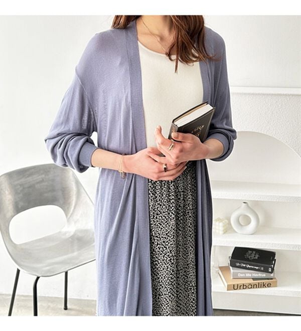 GeeRA（ジーラ）の「【3つの機能付】ロングニットカーディガン（ミディ丈）（ニットカーディガン）」｜詳細画像