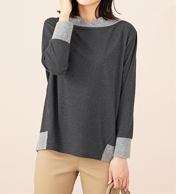 BELLUNA（ベルーナ）の「ワイドネックデザイン配色切替プルオーバー（カットソー）」｜詳細画像