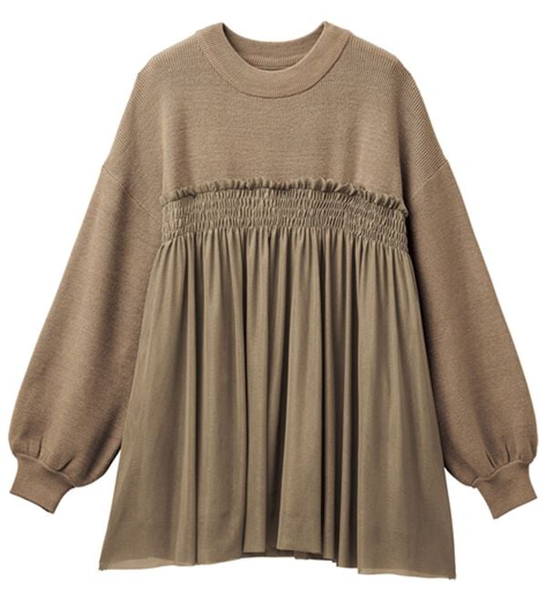 RANAN（ラナン）の「洗える！ビスチェ風チュールドッキングニット＜ムースタッチライト＞（ニット・セーター）」｜詳細画像