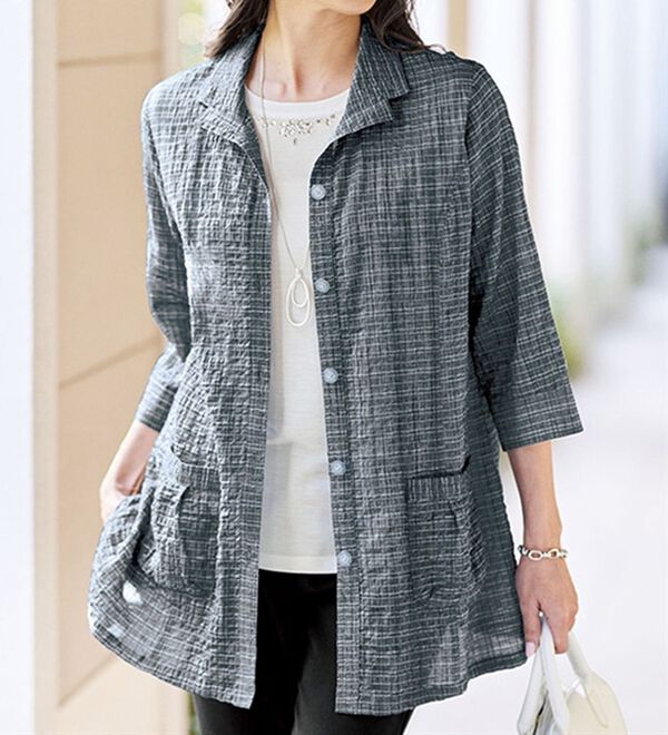 BELLUNA（ベルーナ）の「肌に貼りつかない涼やか綿混シャーリングアンサンブル（シャツ）」｜詳細画像