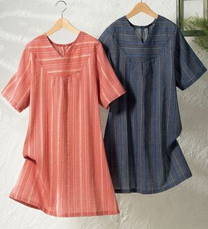 「【２色組】しじら織調ゆったりカフタン（チュニック）」｜詳細画像