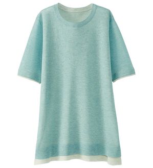 BELLUNA（ベルーナ）の「重ね着風配色シアーニットプルオーバー（ニット・セーター）」｜ミント