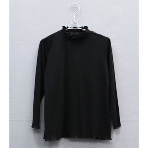 「ミニケーブル柄ハイネックプルオーバー（カットソー）」｜黒