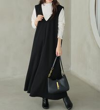 A HAPPY MARILYN（アハッピーマリリン）の「【Ｌ～８Ｌ】選べる丈！リブトップス&times;マーメイドジャンスカ２点セット（アンサンブル）」