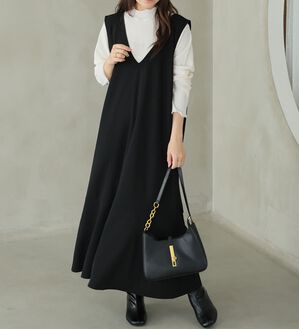 A HAPPY MARILYN（アハッピーマリリン）の「【Ｌ～８Ｌ】選べる丈！リブトップス&times;マーメイドジャンスカ２点セット（アンサンブル）」｜詳細画像