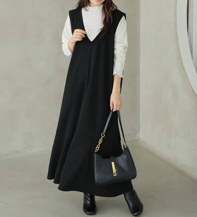 A HAPPY MARILYN（アハッピーマリリン）の「【Ｌ～８Ｌ】選べる丈！リブトップス&times;マーメイドジャンスカ２点セット（アンサンブル）」