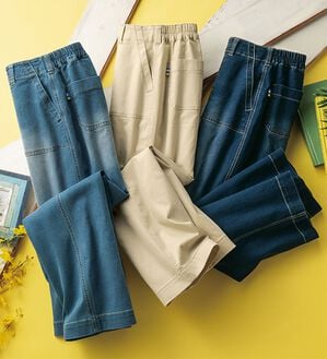 ルフラン（ルフラン）の「【３本組】【ヒヤロン】軽やかデニムひんやりパンツ（フルレングスパンツ）」｜詳細画像