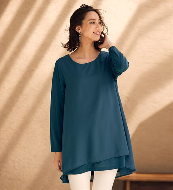 RANAN（ラナン）の「【裏微起毛】異素材切替チュニック（カットソー）」｜詳細画像