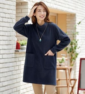 「ポケット付フリースチュニック（チュニック）」｜ネイビー